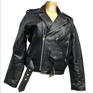 Women’s Pebbled Leather Motorcycle Coat Size S